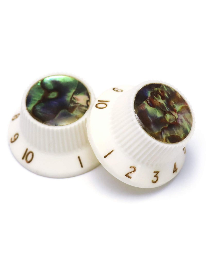 Rubatone Guitar Knobs Abalone Top Speed Control Knobs 6mm Shaft Pots Volume Tone Knob Compatiable with Strat Stratocaster Electric Guitar Set of 3Pcs White. - Image 2